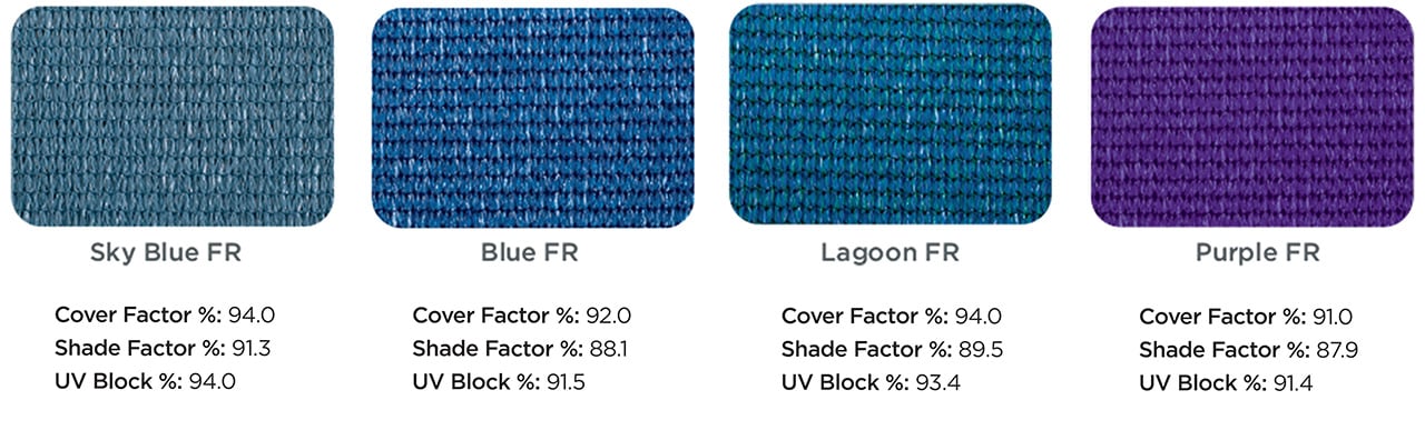 Shade fabric colors on the blue spectrum