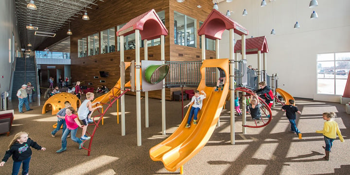 Indoor PlayBooster playground at the Williston Area Recreation Area. 