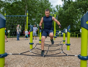 Outdoor exercise equipment fitness session