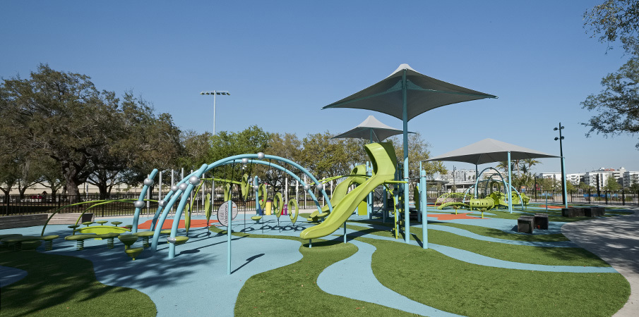 Julian B. Lane Riverfront Park - Colorful Playgrounds for all Ages