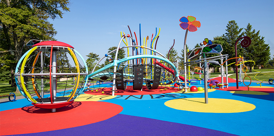 Kentland Community Center Playground - Colorful Net Climber Fun!