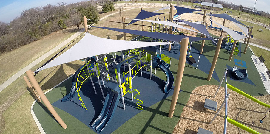 Little Elm Park - Community Park Playground with SkyWays® Shade Products