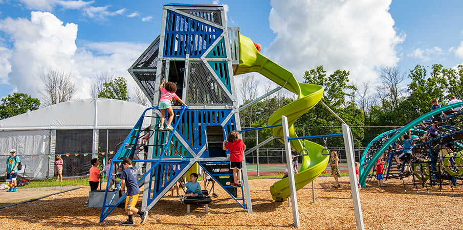 Louis S. Wolk JCC of Rochester - Tower and climbing playground fun