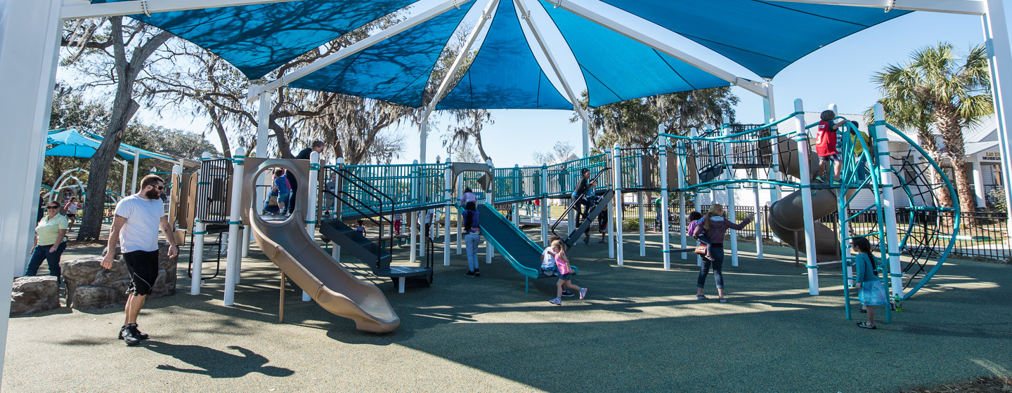 Sims Park Inclusive Playground with SkyWays® Shade Products