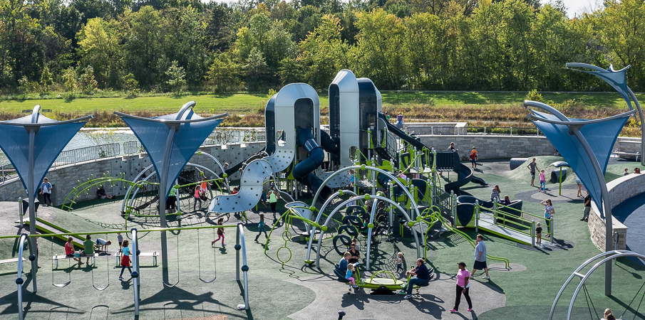 West Commons Playground at Central Park - Spectacular custom playground in Carmel, IN.